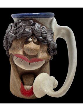 Mark Hines Creations Ceramic Mug With Comical Face Design Handcrafted & Dishwash